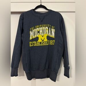 Gracia Navy University of Michigan Crewneck Sweater